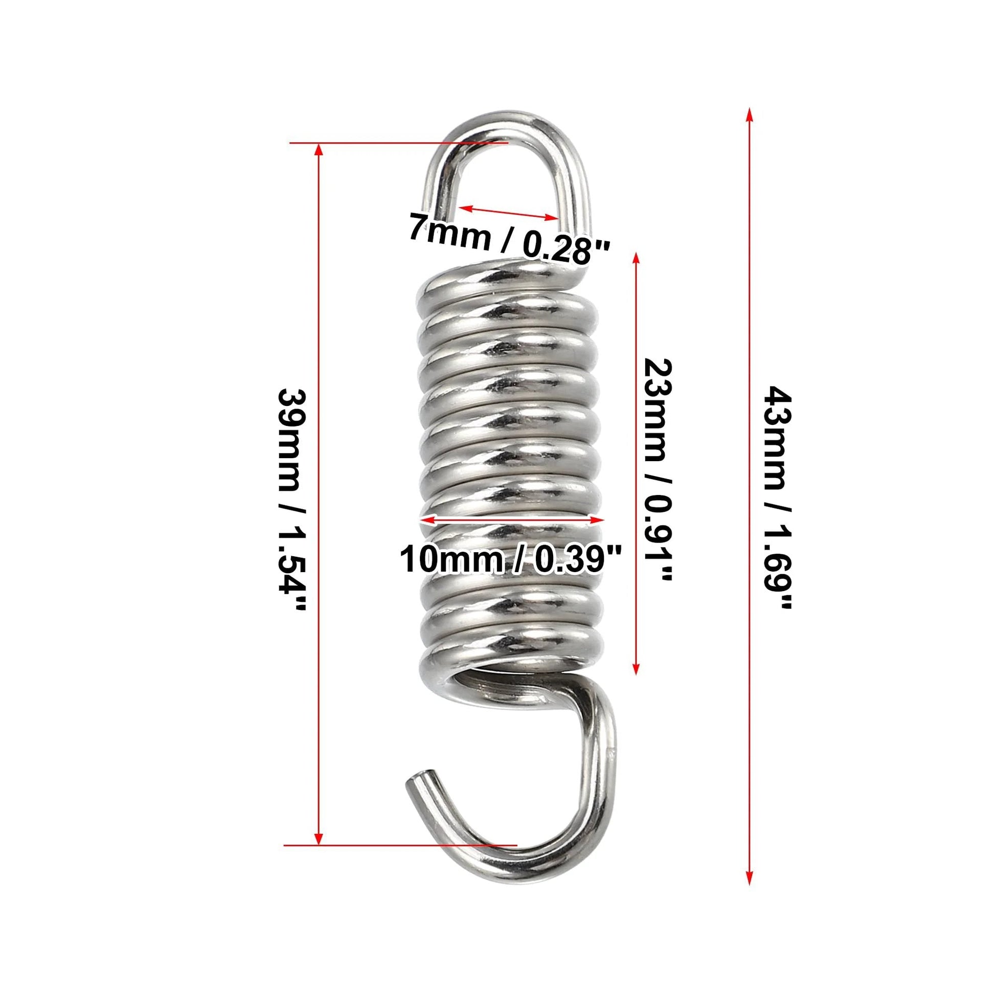 Universal Stainless Steel Exhaust Pipe Spring 43mm And 1.69 Inch Two Pack For Motorcycles Scooters And ATVs With Swivel Hook Design