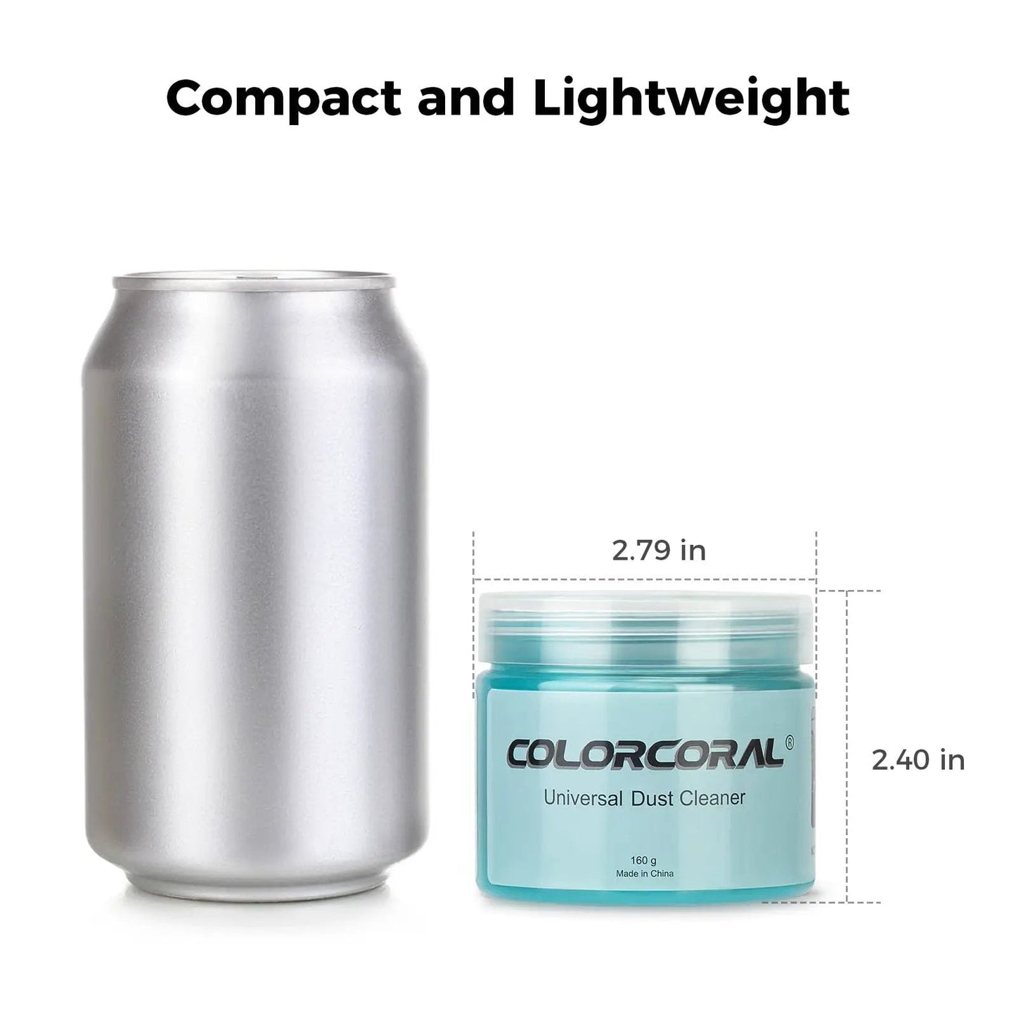 Car Cleaning Gel Universal Cleaning Putty For Car Vents And Interior Dust Removal Auto Detailing Kit Not Sticky To Hands Sweet Scent 160g beside a soda can for size comparison.
