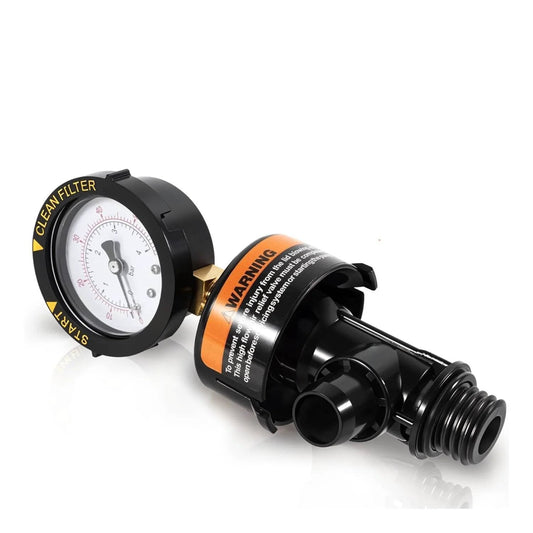 Air Relief Valve For Pentair Pool Filters Compatible With FNS FNS Plus Clean And Clear Quad DE 60 80 100 And 2000 4000 Series Replace 98209800 Swimables With Easy Install And Leak Proof Design For Smooth Pool Filter Operation showing valve and pressure gauge