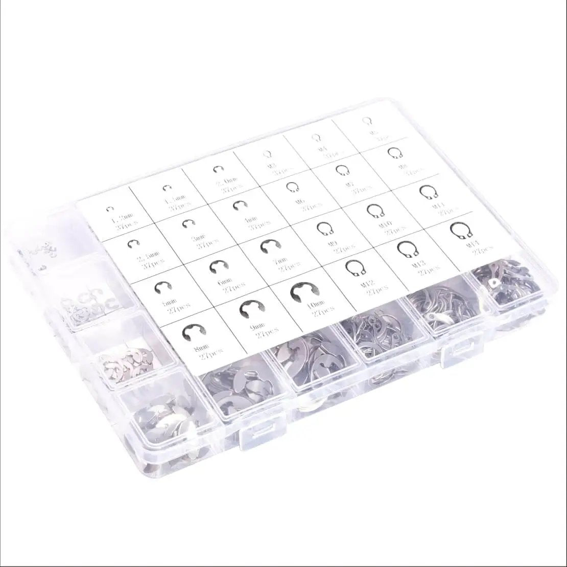 327Pcs E Clips Circlip Retaining Rings Kit With 24 Sizes From 1.2mm To 10mm Includes External C Clips Snap Rings 304 Stainless Steel