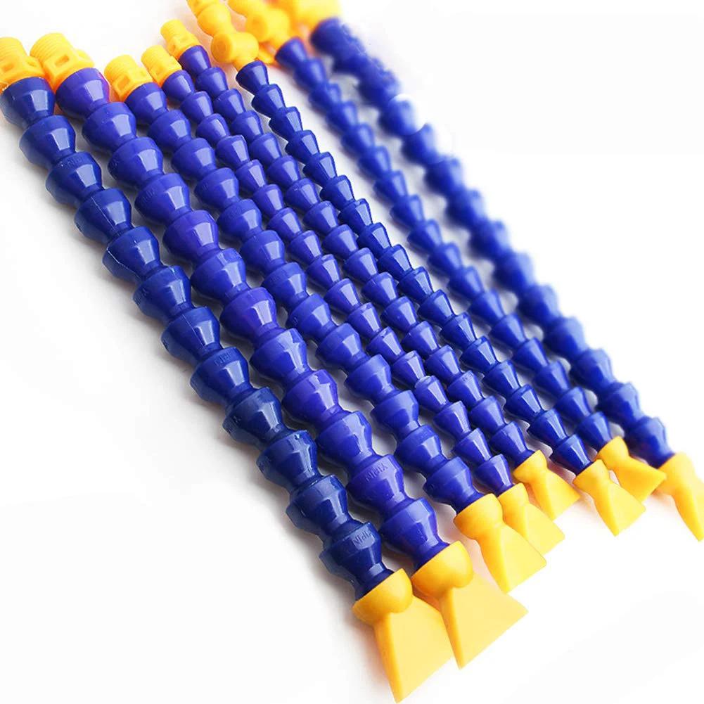 Flexible One Half Inch Thread Water Oil Coolant Hose For Hydraulic Machinery And Water Cooling System 40cm Long Plastic Corrosion Resistant Tubing Built Tough 10 Pack Beduan in blue and yellow color.