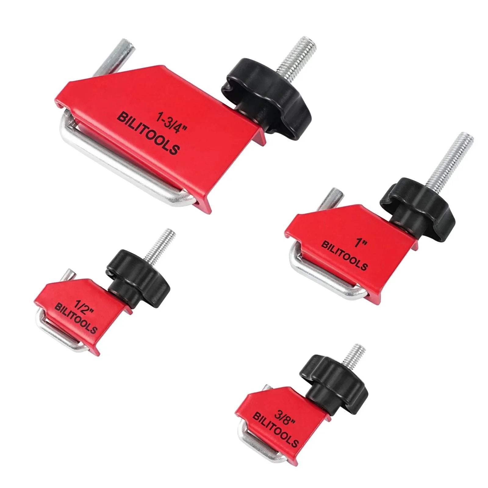 Four Piece Hose Pinch Off Pliers Set For Fuel Line Coolant Radiator Brake Hoses Clamp Tool With Sizes Three Eighths Inch One Half Inch One Inch And One And Three Quarters Inch To Pinch Off Vacuum Lines Without Damaging The Line displayed against a white background