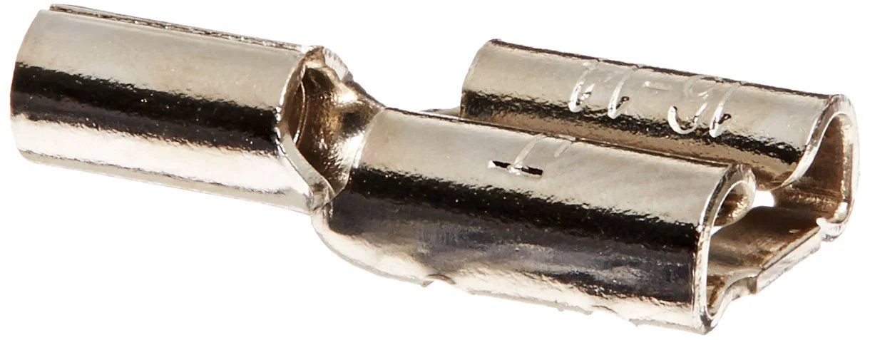 High Temperature Female Disconnect For 16-14 AWG Wire, 0.250 By 0.032 Inch Tab Size, UL Listed, side view
