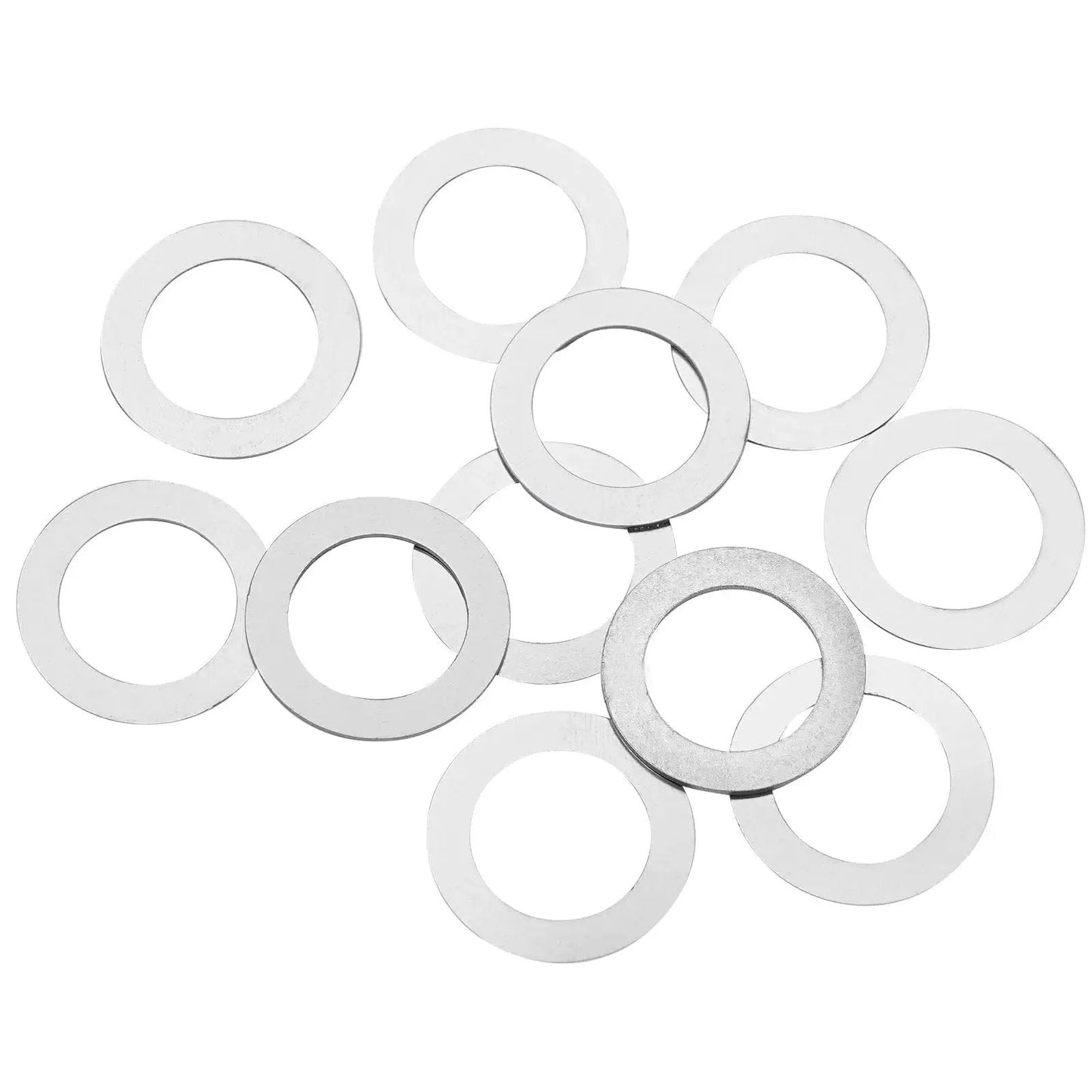 Stainless steel Barrel Shim Kit 1/2x28 for Muzzle Brake Alignment 5.56mm .223, various thicknesses visible.