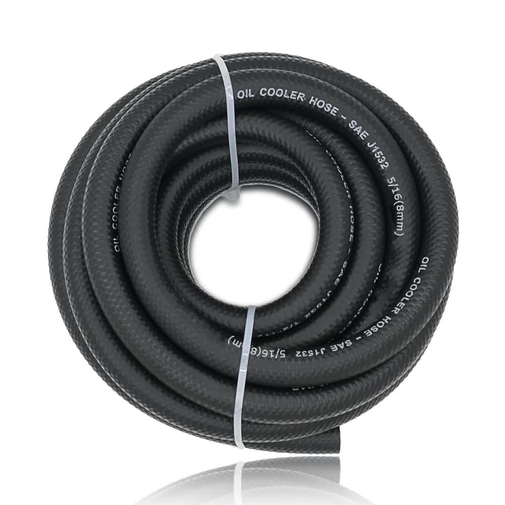 Five Sixteenth Inch Transmission Oil Cooler Hose 300 PSI Working Pressure Heavy Duty 10 Ft Length With 14 Mm Outer Diameter -40 F To 302 F NBR