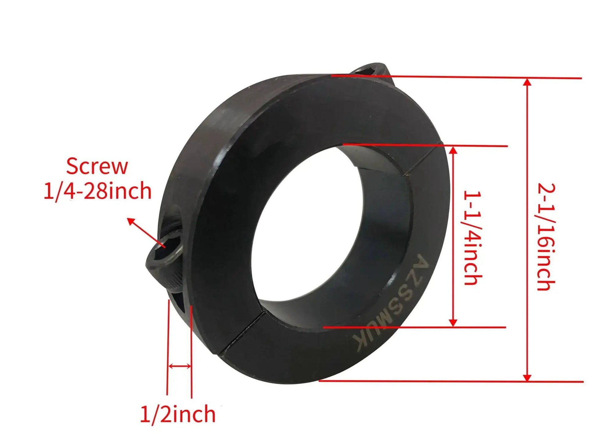 Double Split Shaft Collar With One Quarter Inch Bore Black Oxide Finish Two Piece Set Screw Carbon Steel Industrial Shaft Support dimensions
