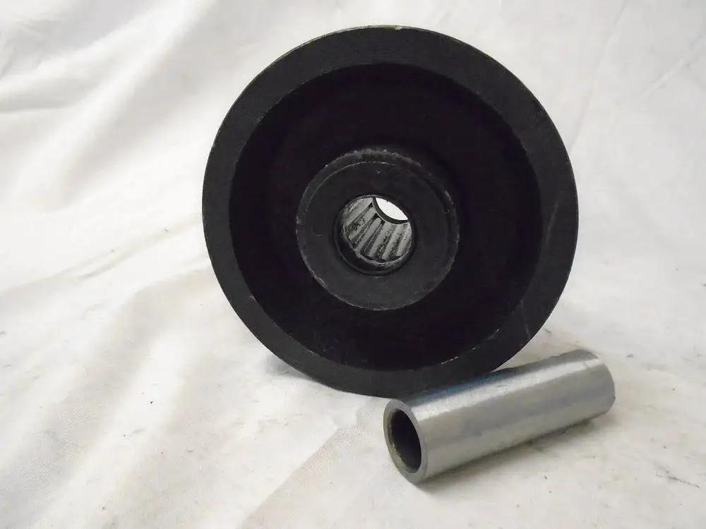 Heavy Duty 4X2 Inch V Groove Iron Steel Caster Wheel Set With Seven Eighths Inch Roller Bearing 600 Lbs Capacity Each Black Finish