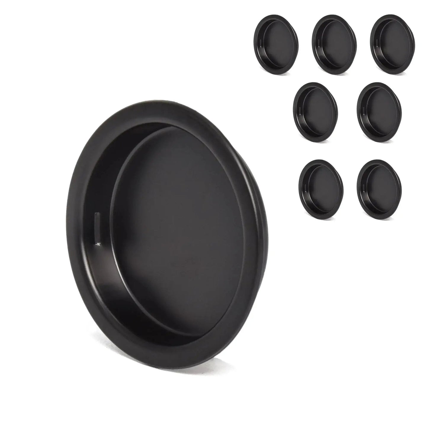 8 Pack Black Closet Door Finger Pulls 1-3/4 Inch Diameter Opening Fits 3/8 Inch Depth Easy Snap In Installation For Bypass Sliding Doors