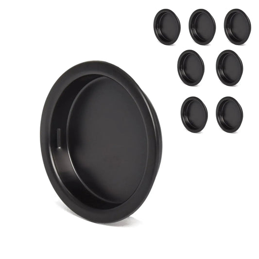 8 Pack Black Closet Door Finger Pulls 1-3/4 Inch Diameter Opening Fits 3/8 Inch Depth Easy Snap In Installation For Bypass Sliding Doors