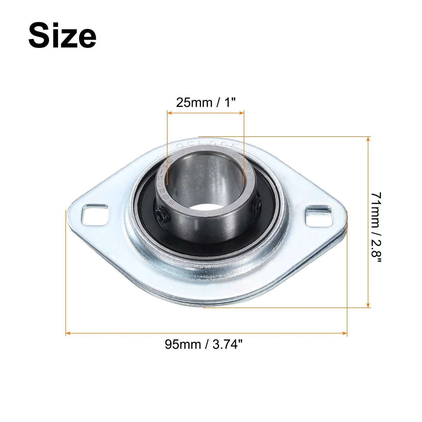 Pillow Block Bearing With One Inch Bore And Steel Flange Mounted Housing Two Bolt Flange Bearing Unit Chrome Steel Set Screw Insert