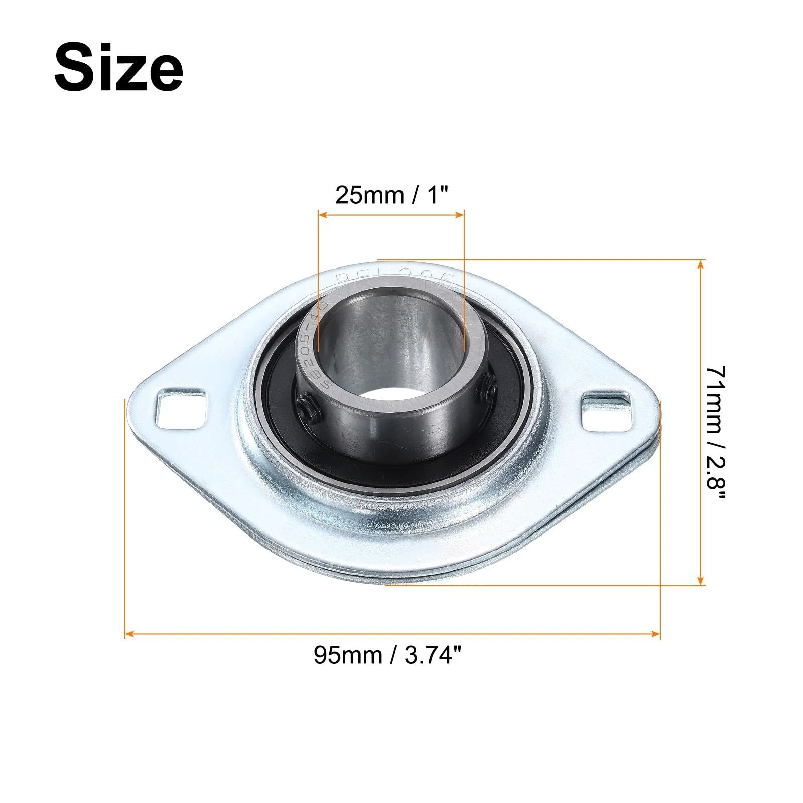 Pillow Block Bearing With One Inch Bore And Steel Flange Mounted Housing Two Bolt Flange Bearing Unit Chrome Steel Set Screw Insert