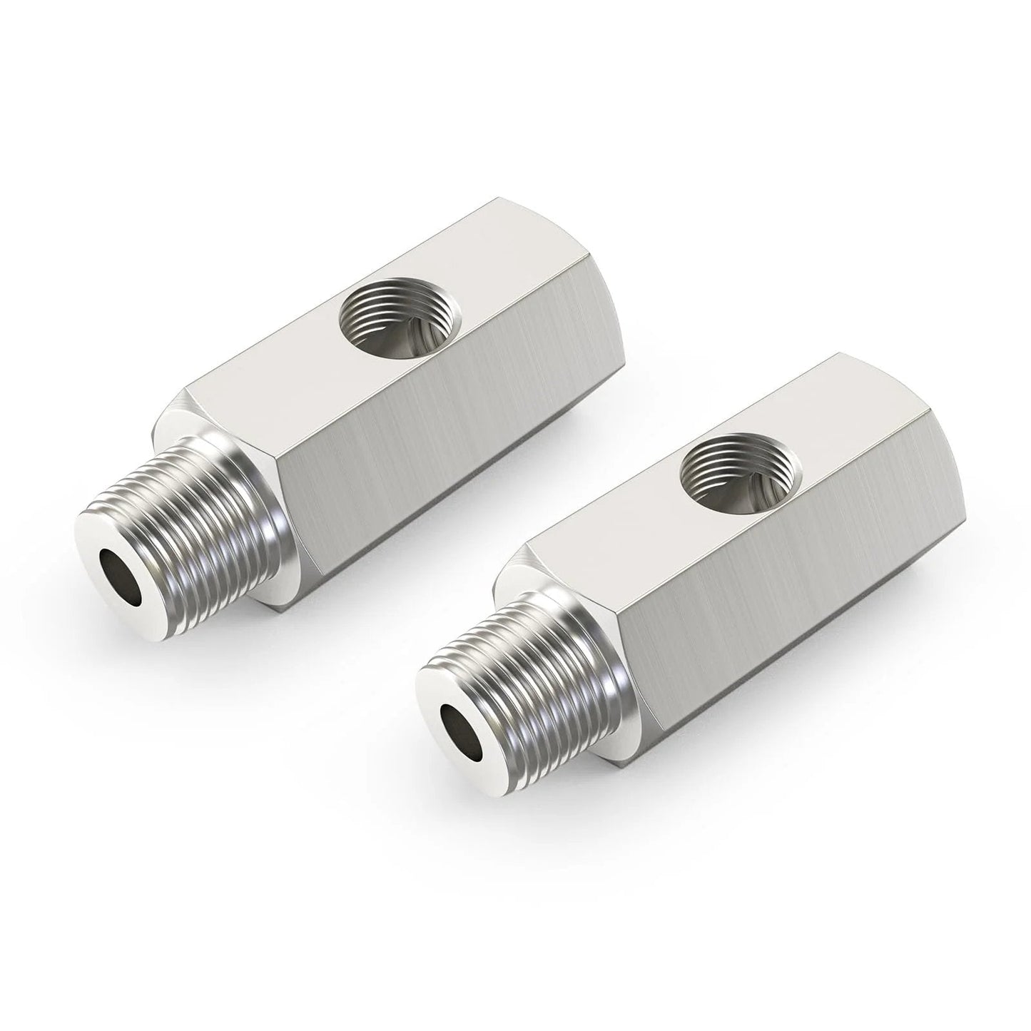 Stainless Steel One Quarter NPT Oil Pressure Sensor Tee Adapter Fitting, One Quarter NPT Female To Male, Includes One Eighth NPT Female Port, Waterproof and Corrosion Resistant, Durable Auto Engine Oil Sensor Line Tee Connector.