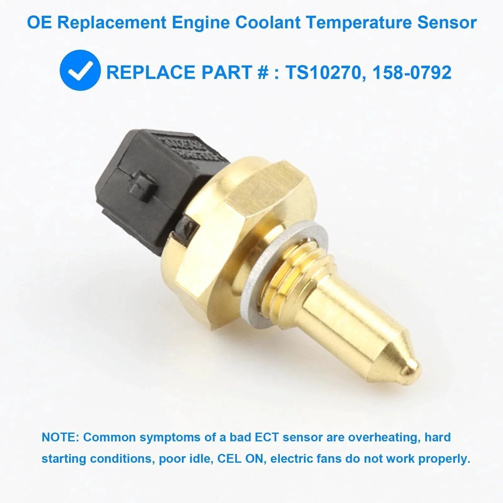 Engine Coolant Temperature Sensor For BMW Vehicles Replacement ECT Sensor TS10270 1580792 close-up on white background