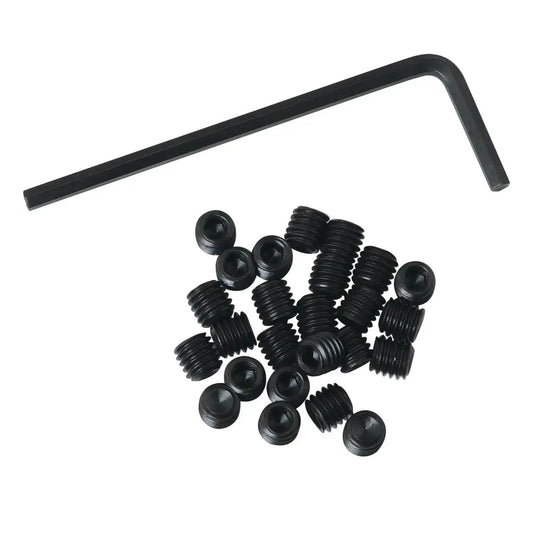 25-Piece Stainless Steel Socket Set Screw Kit With Allen Head Cup Point Black Oxide Finish 10-32 x 3/16 Inch Includes Hex Key Wrench