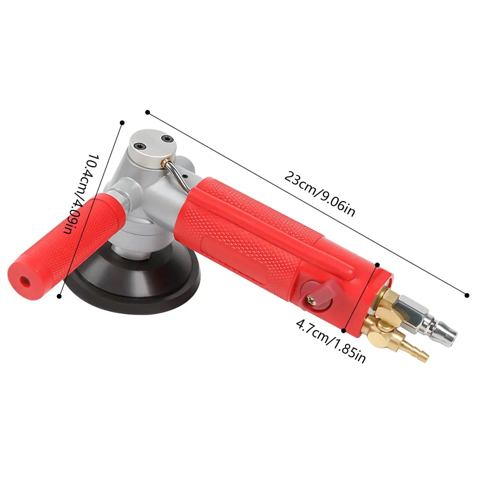 4 Inch Pneumatic Wet Stone Polisher with Water Jet for Marble Granite Concrete Polishing Air Sander 4300 RPM in side view