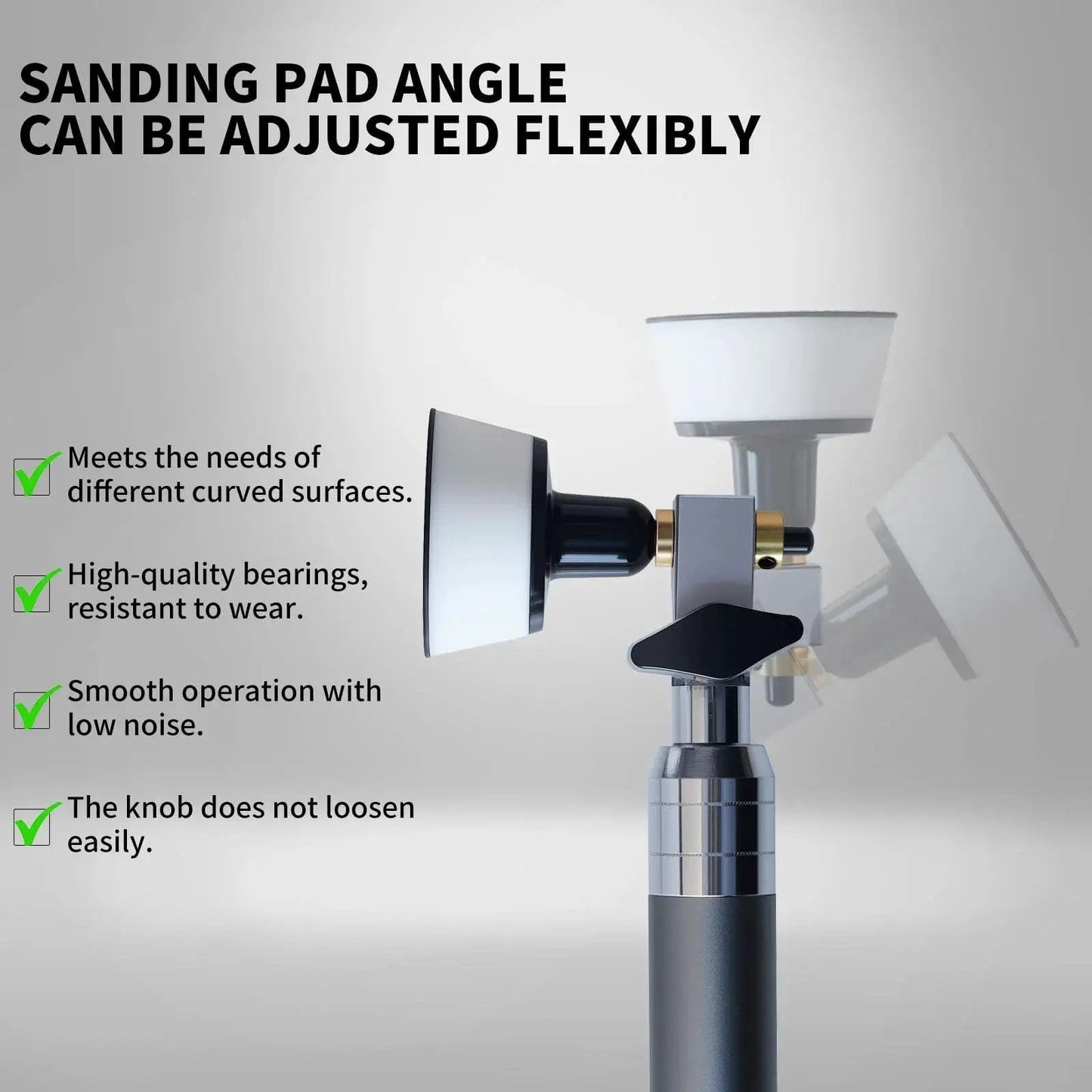 Pro Grade Dual Bearing Bowl Sander Tool Kit with adjustable sanding pad angle and metal handle for smooth finishes