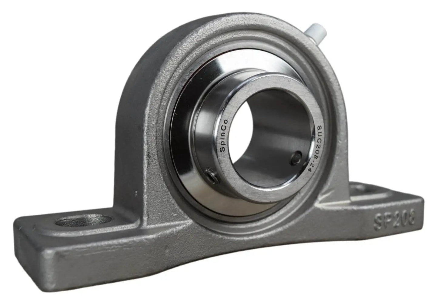 1-1/2 Inch Stainless Steel Pillow Block Bearing with Wide Inner Ring and Two Set Screws, Stainless Housing and Grease Zerk