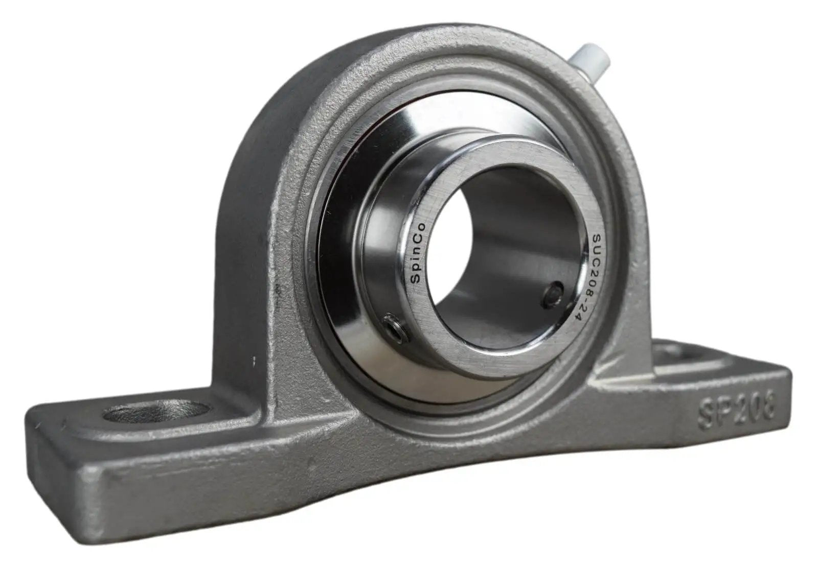 1-1/2 Inch Stainless Steel Pillow Block Bearing with Wide Inner Ring and Two Set Screws, Stainless Housing and Grease Zerk