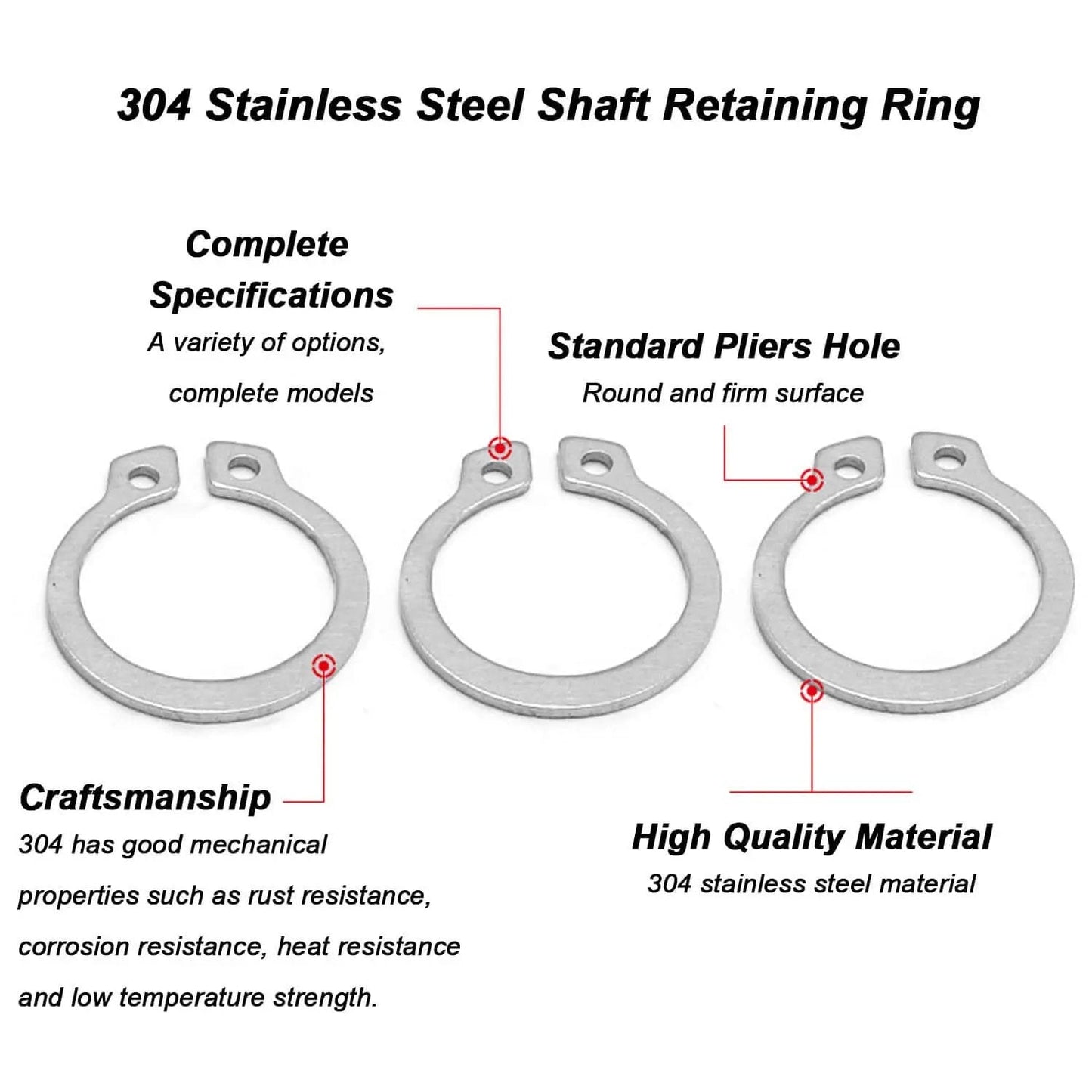 50 Pcs 304 Stainless Steel External Circlips C Clip Snap Rings Set For Bearings And Electrical Appliances In 11 12 13 14 Mm Rust Resistant