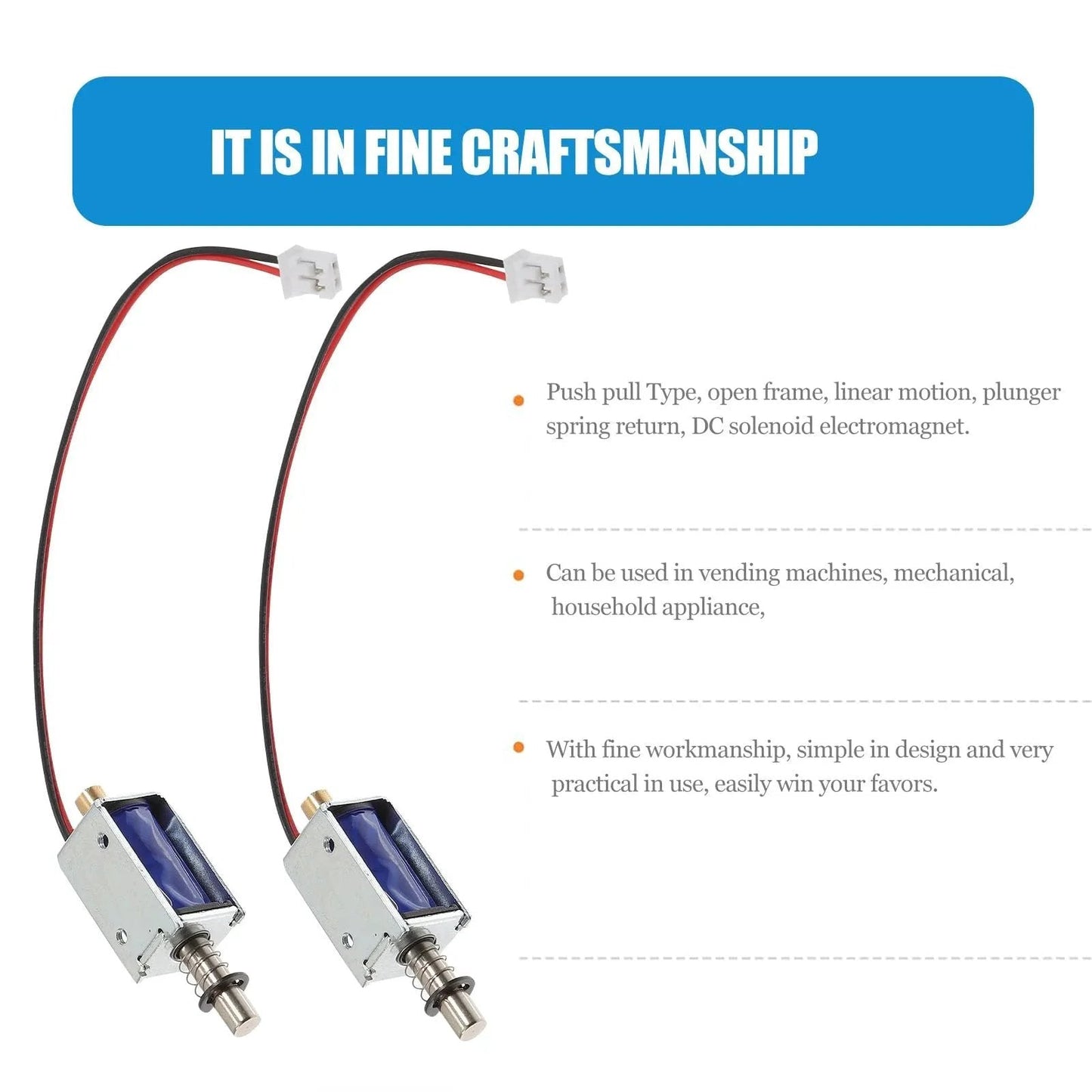 Two Mini Push Pull Solenoid Electromagnet 12V Open Frame Linear Actuator For Vending Machines And Mechanical Applications with wires