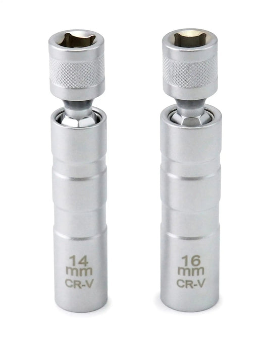 Magnetic Swivel Spark Plug Socket 14mm And 16mm Go To Thin Wall Three Eighths Inch Drive 12 Point Chrome Vanadium Steel