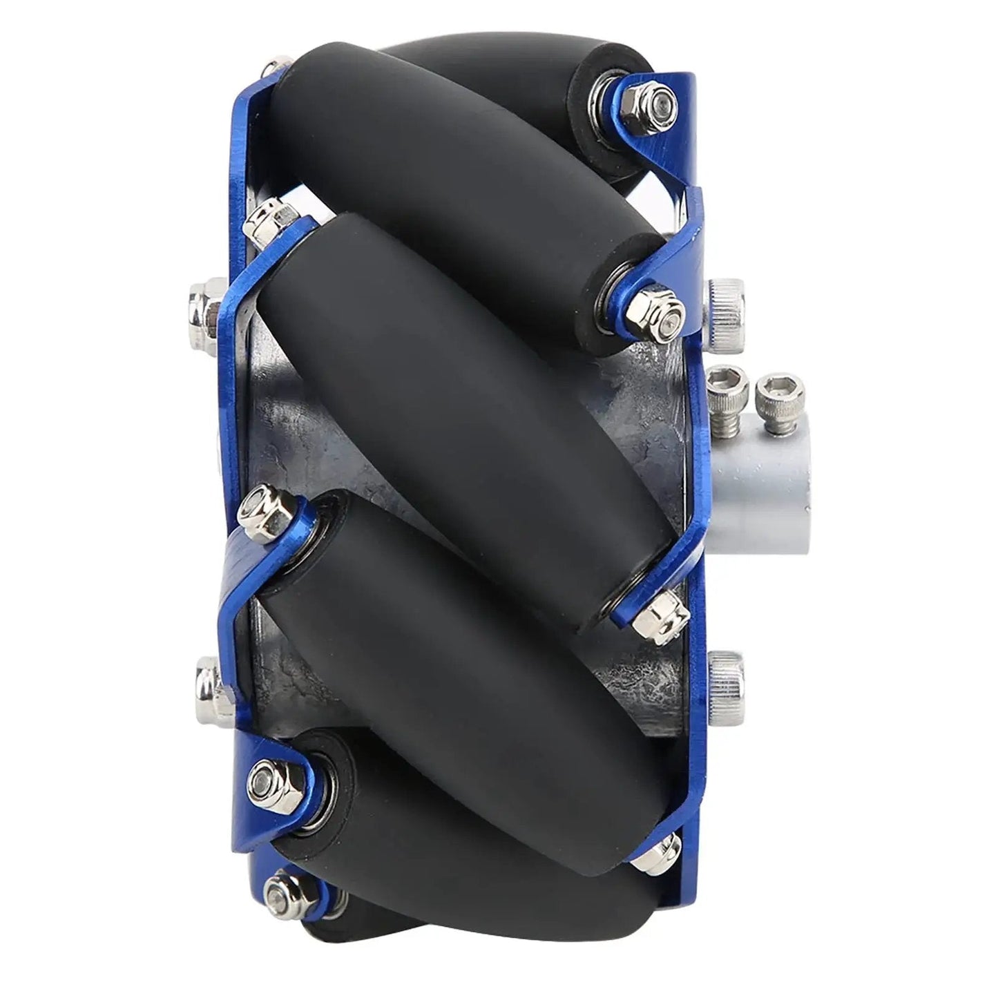 Right Mecanum Wheel With 4 Inch Aluminum TPU Rubber Roller For Industrial Robotics Applications And Heavy Duty Tasks, side view