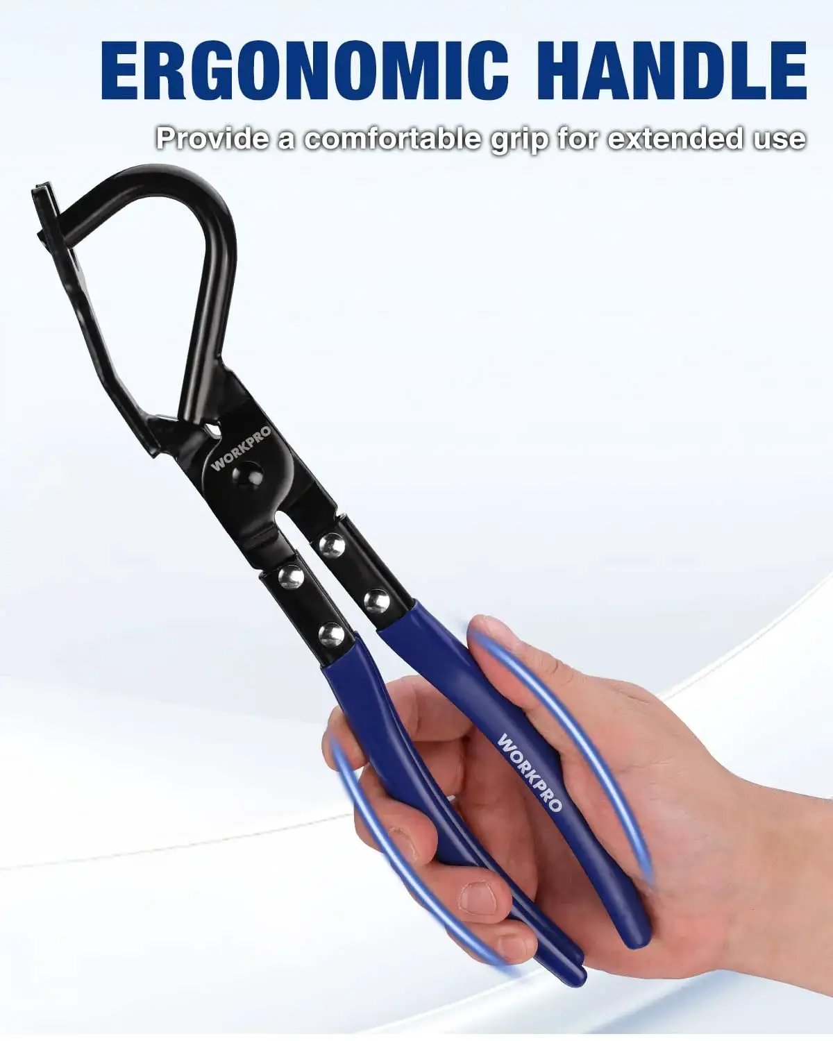 Heavy-Duty Exhaust Hanger Removal Tool With Non-Slip Grip For Rubber Hangers held by hand, showing ergonomic handle design.