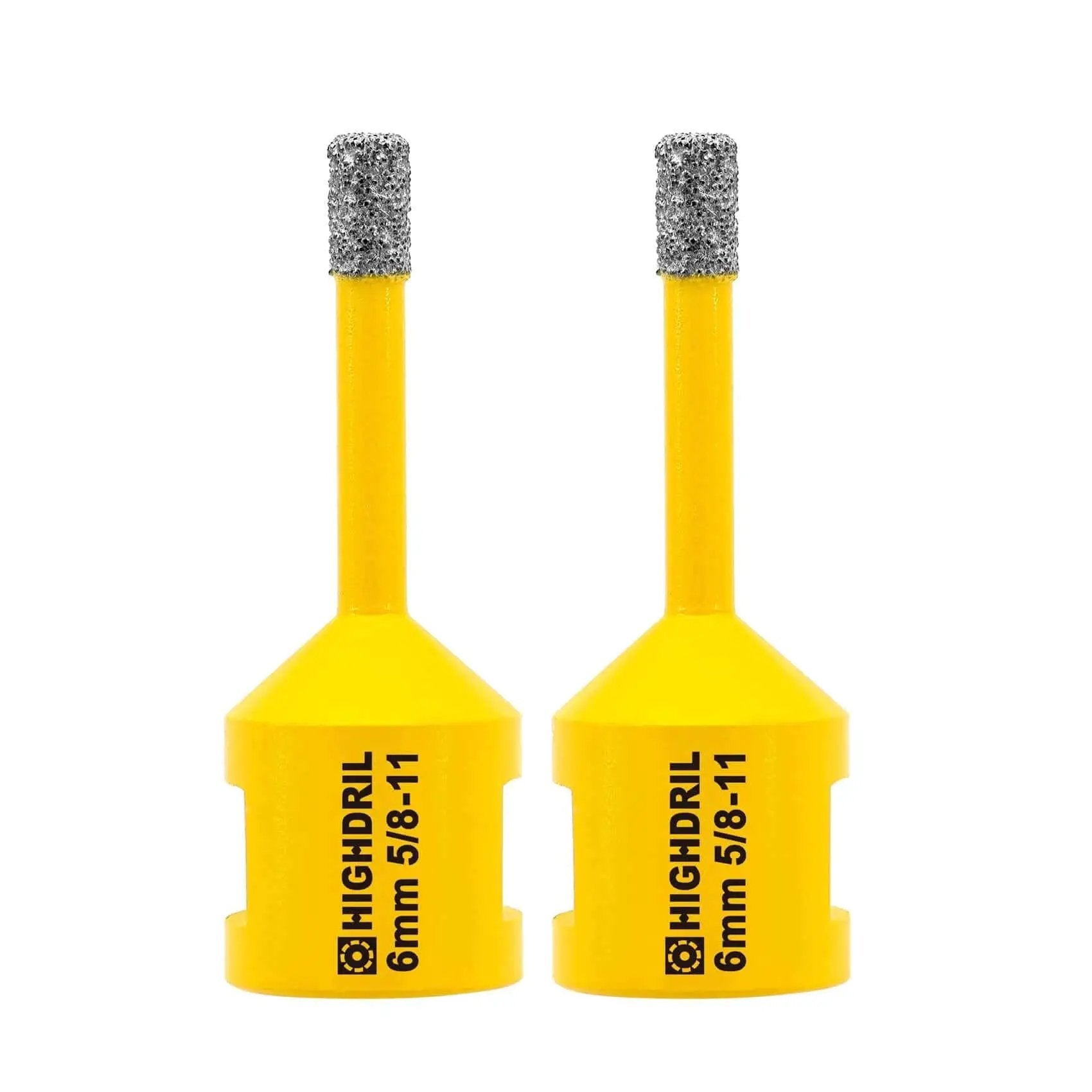 Diamond Core Drill Bit Set For Porcelain Tile Ceramic Granite Marble Dry Drilling With Vacuum Brazed Diamonds One Quarter Inch Diameter Six Millimeter Five Eighths Inch Thread Two Pack Heavy Duty And Faster Cuts front view