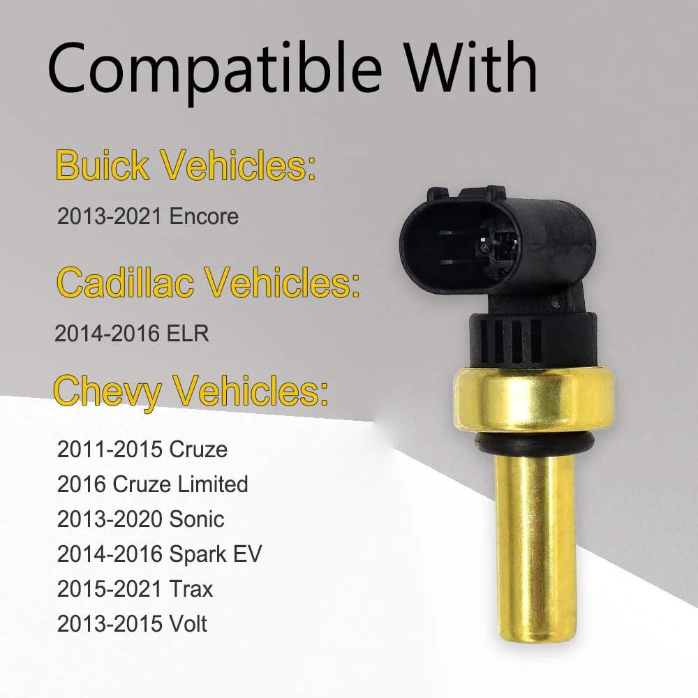 Engine Coolant Temperature Sensor Replacement For Chevrolet Cruze Sonic Trax Volt Encore ELR 2011-2021 With OEM Numbers 55563530 55591401 SU13821 12636534 55591002 Water Temperature Sensor Compatible.