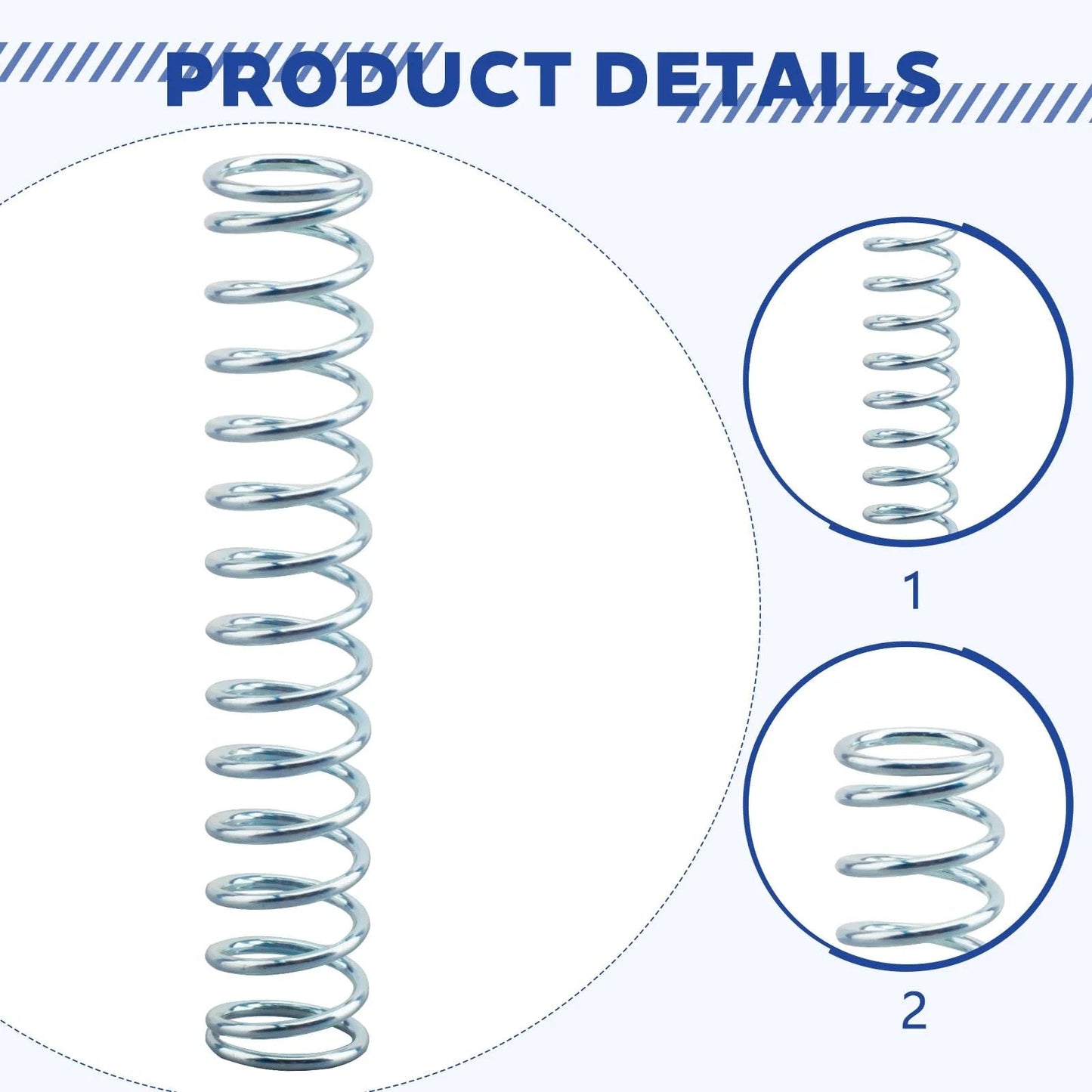 9712 Compression Spring With Nickel Plated Finish And Spring Steel Construction For Appliances Automotive And Industrial Machinery 0.051 Inch Wire Diameter 9/16 Inch Outer Diameter 3 Inch Long 4 Pack front view