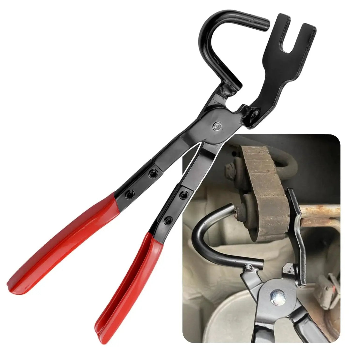 Exhaust Hanger Removal Pliers 25 Degree Offset For Cars And Trucks Non Slip Grip, red handles, carbon steel material