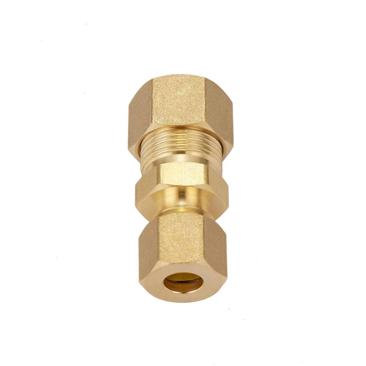 Front view of Tough As Nails Brass Tube Fitting Kit For Fuel And Brake Lines Compression Union Three Eighths Inch To One Quarter Inch Tube