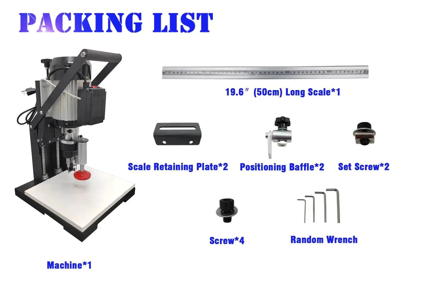 Packing list for Portable Electric Hinge Drill With Self Stop Pneumatic Hinge Boring Machine For Cabinets And Doors.