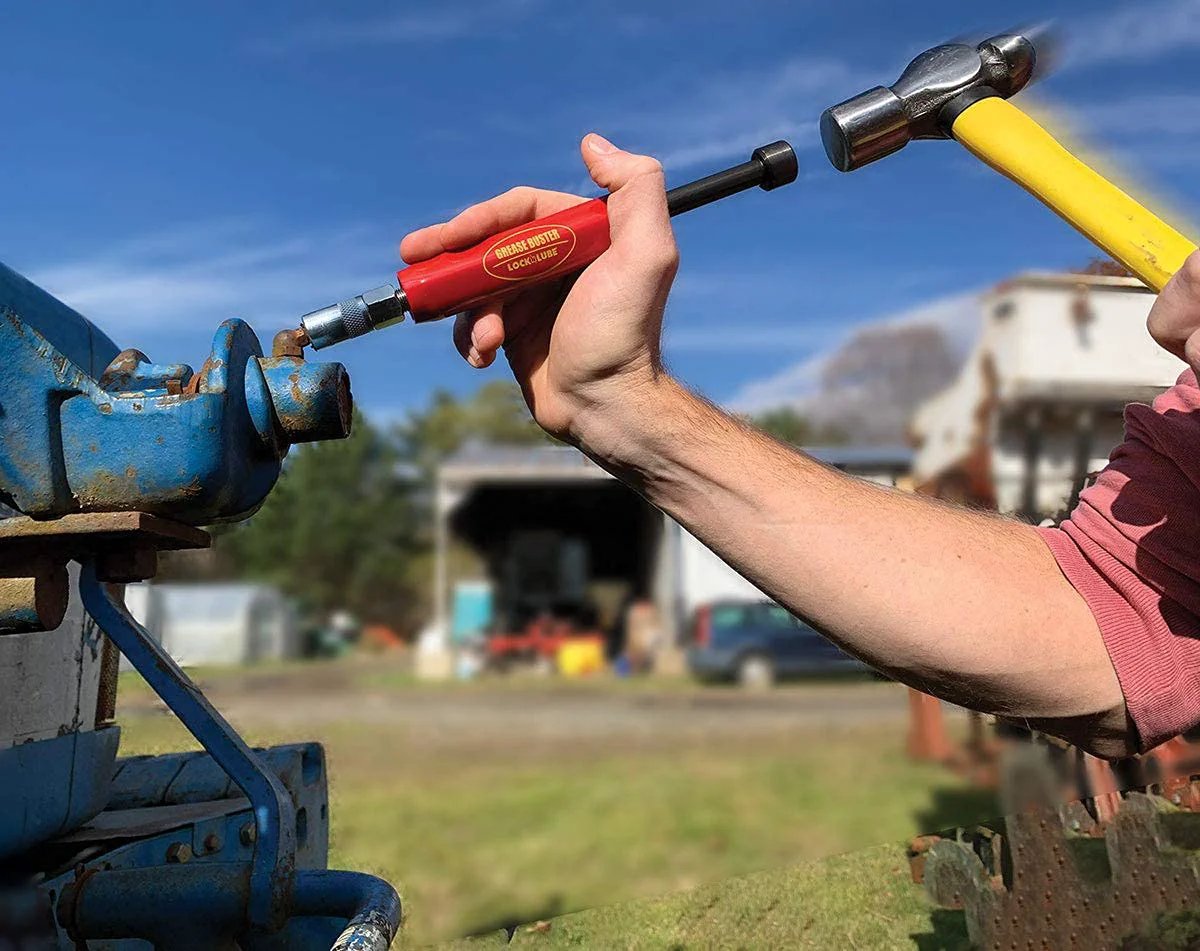 Grease Buster the Original Grease Flushing Tool for Fittings Pins Shafts and Joints Uses Penetrating Oil and Hydraulic Pressure