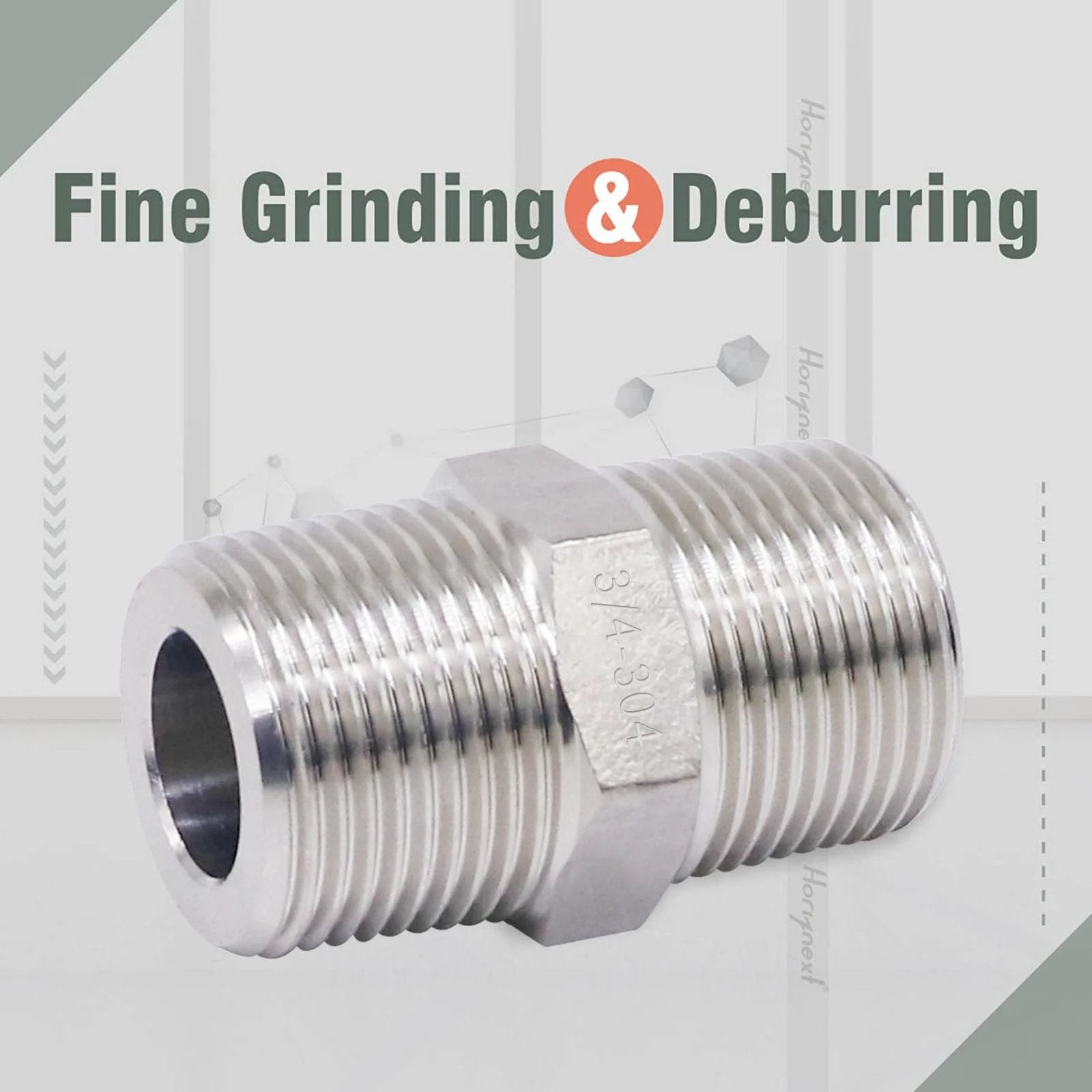 Stainless Steel 304 NPT Three Quarter Inch Hex Pipe Fitting, Heavy Duty 3000 PSI, One Inch Outer Diameter Male Thread Cast Adapter