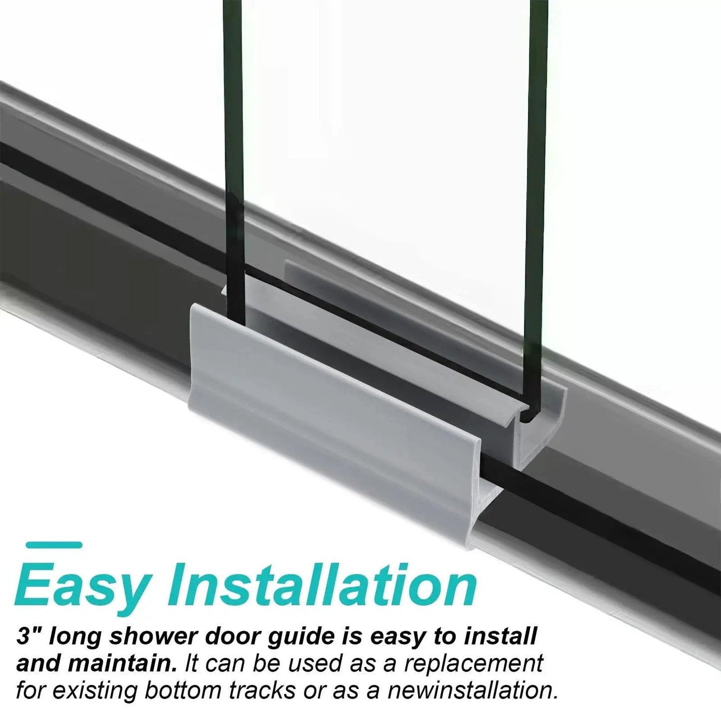 Gray Sliding Shower Door Bottom Track For One Half Inch And Three Eighth Inch Track Grooves, Compatible With Glass Doors Seven Sixteenth Inch And Five Sixteenth Inch Thick, Durable Replacement Two Pack For Easy Installation And Smooth Sliding