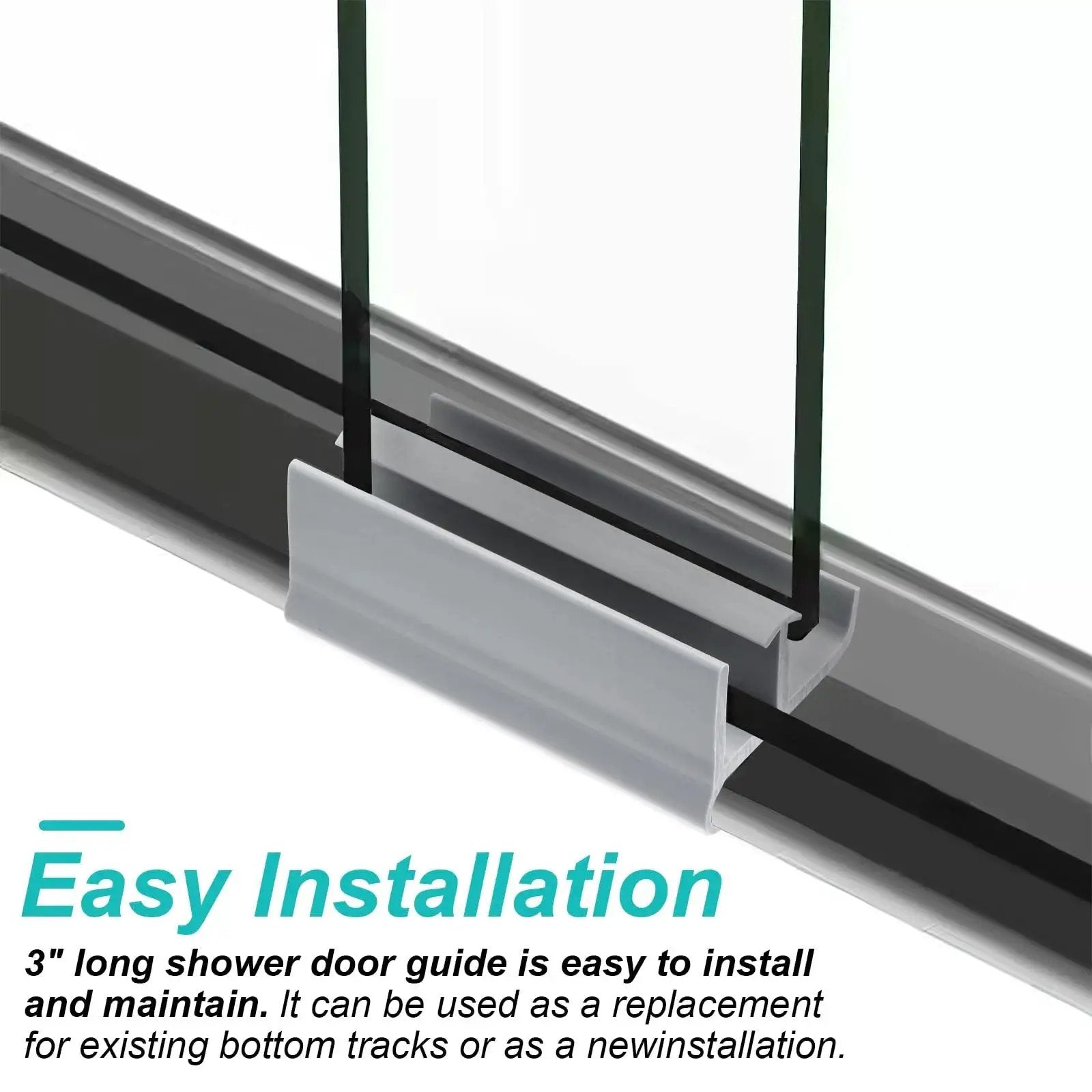 Gray Sliding Shower Door Bottom Track For One Half Inch And Three Eighth Inch Track Grooves, Compatible With Glass Doors Seven Sixteenth Inch And Five Sixteenth Inch Thick, Durable Replacement Two Pack For Easy Installation And Smooth Sliding
