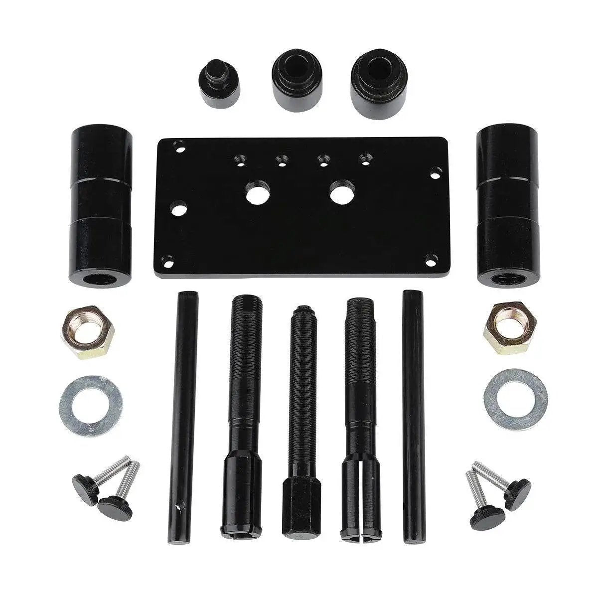 Inner Cam Bearing Installer And Puller For Harley Twin Cam Engines 1999-2017 tool set components with bolts and nuts displayed