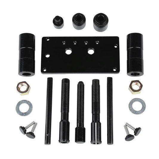 Inner Cam Bearing Installer And Puller For Harley Twin Cam Engines 1999-2017 tool set components with bolts and nuts displayed