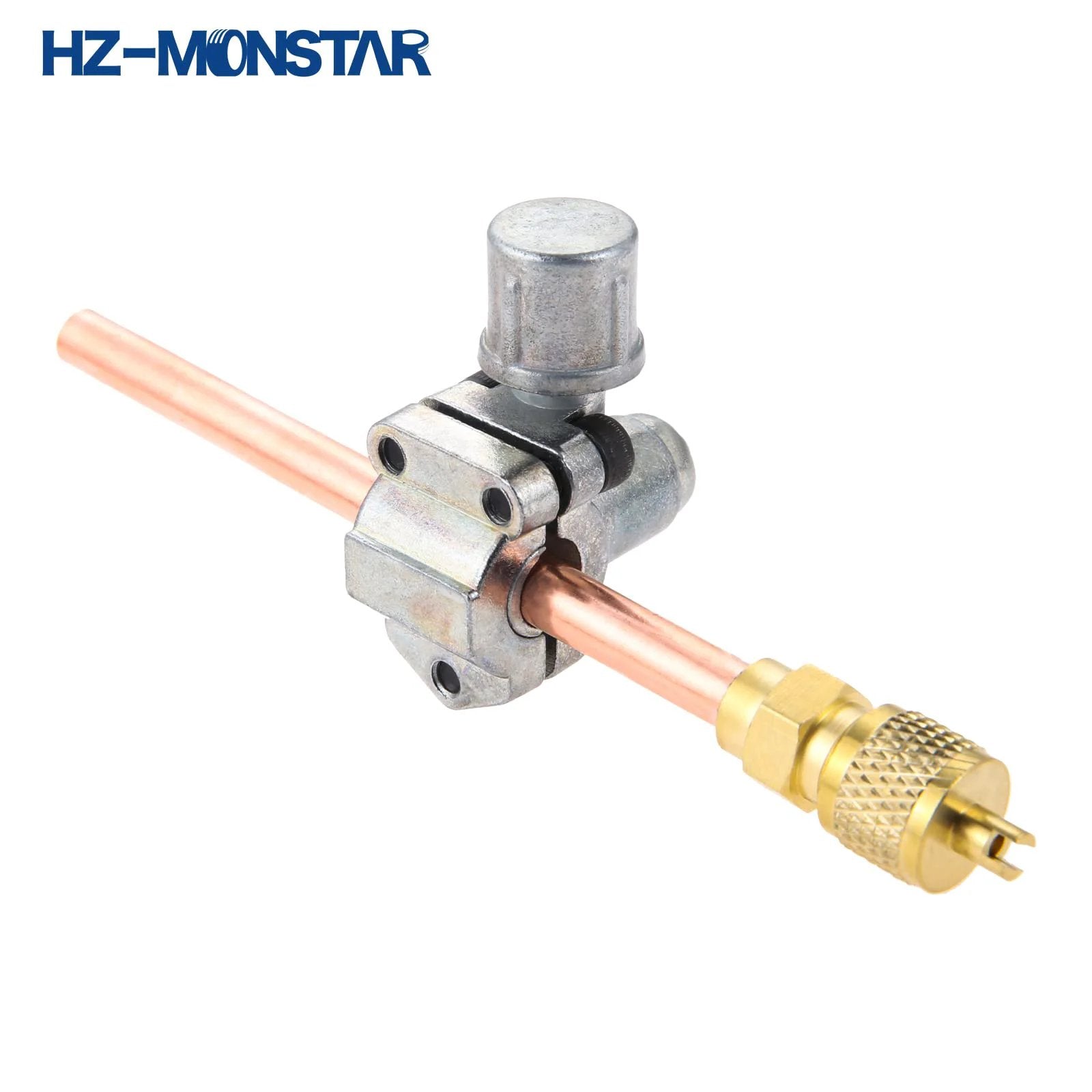 Close-up of Bullet Piercing Tap Valve Kit 4 Pack For Refrigerator Tubing 1/4 In SAE To 1/4 In OD 4 In Stem Core Universal Fit