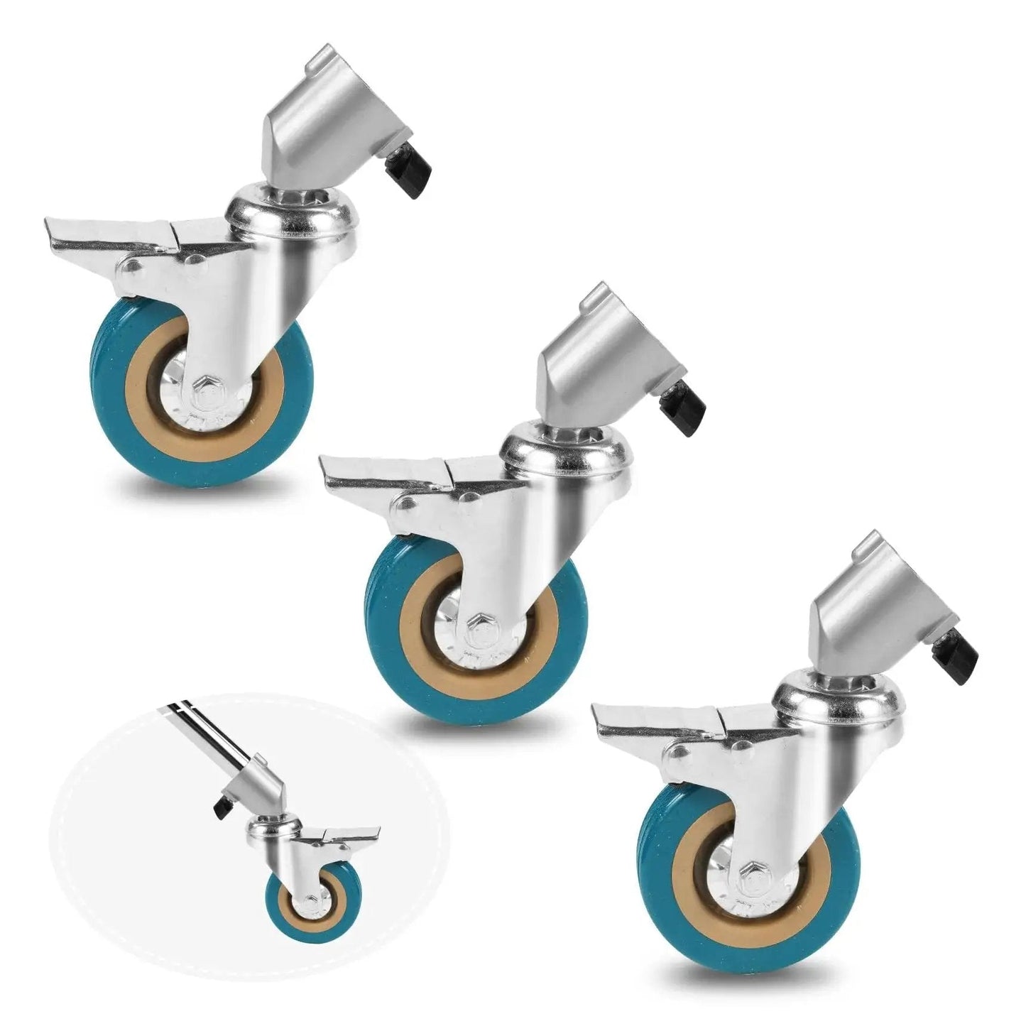 Professional Light Stand Wheels Set 0.9 Inch 22mm Diameter Swivel Casters With Rubber Wheels Durable Metal Construction