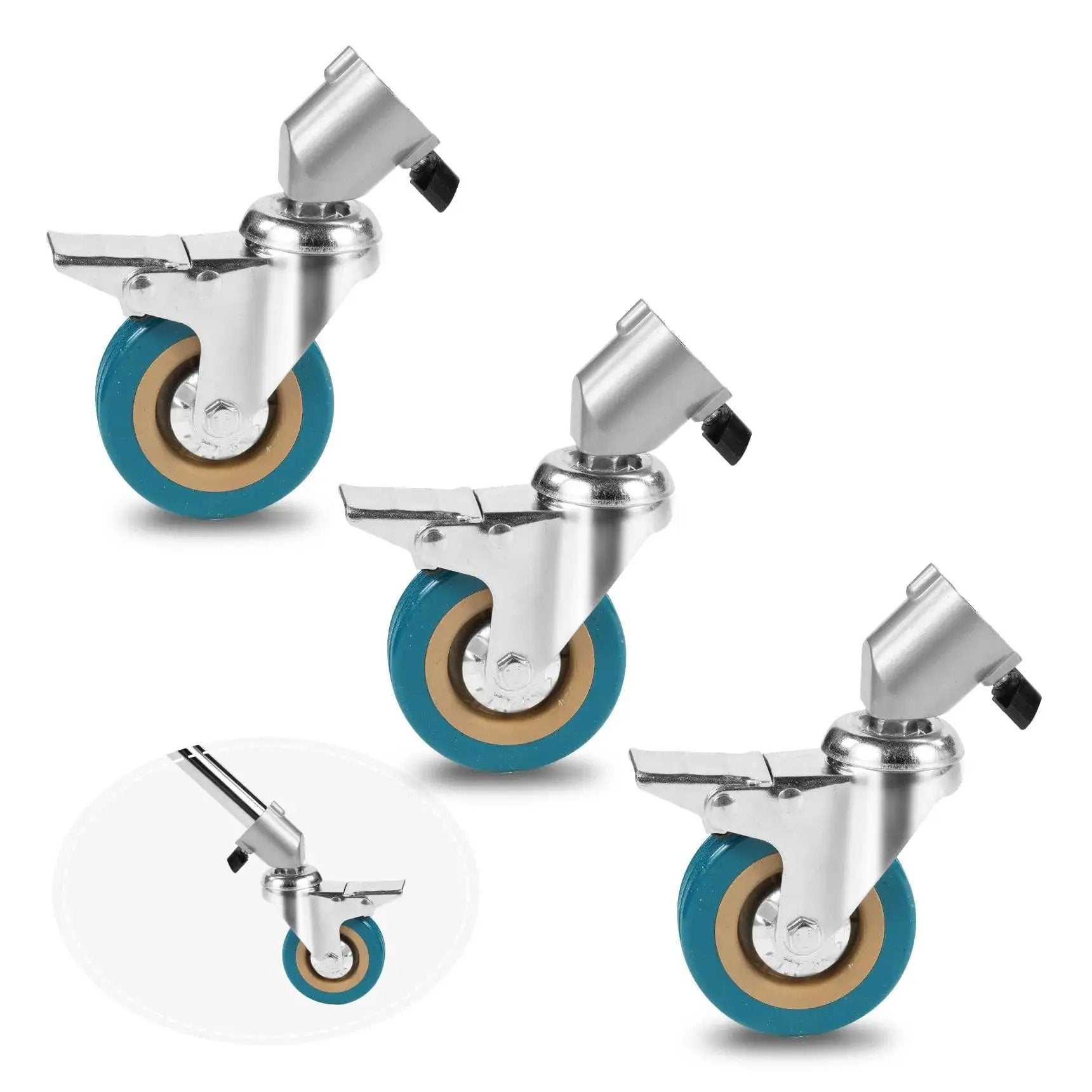 Professional Light Stand Wheels Set 0.9 Inch 22mm Diameter Swivel Casters With Rubber Wheels Durable Metal Construction