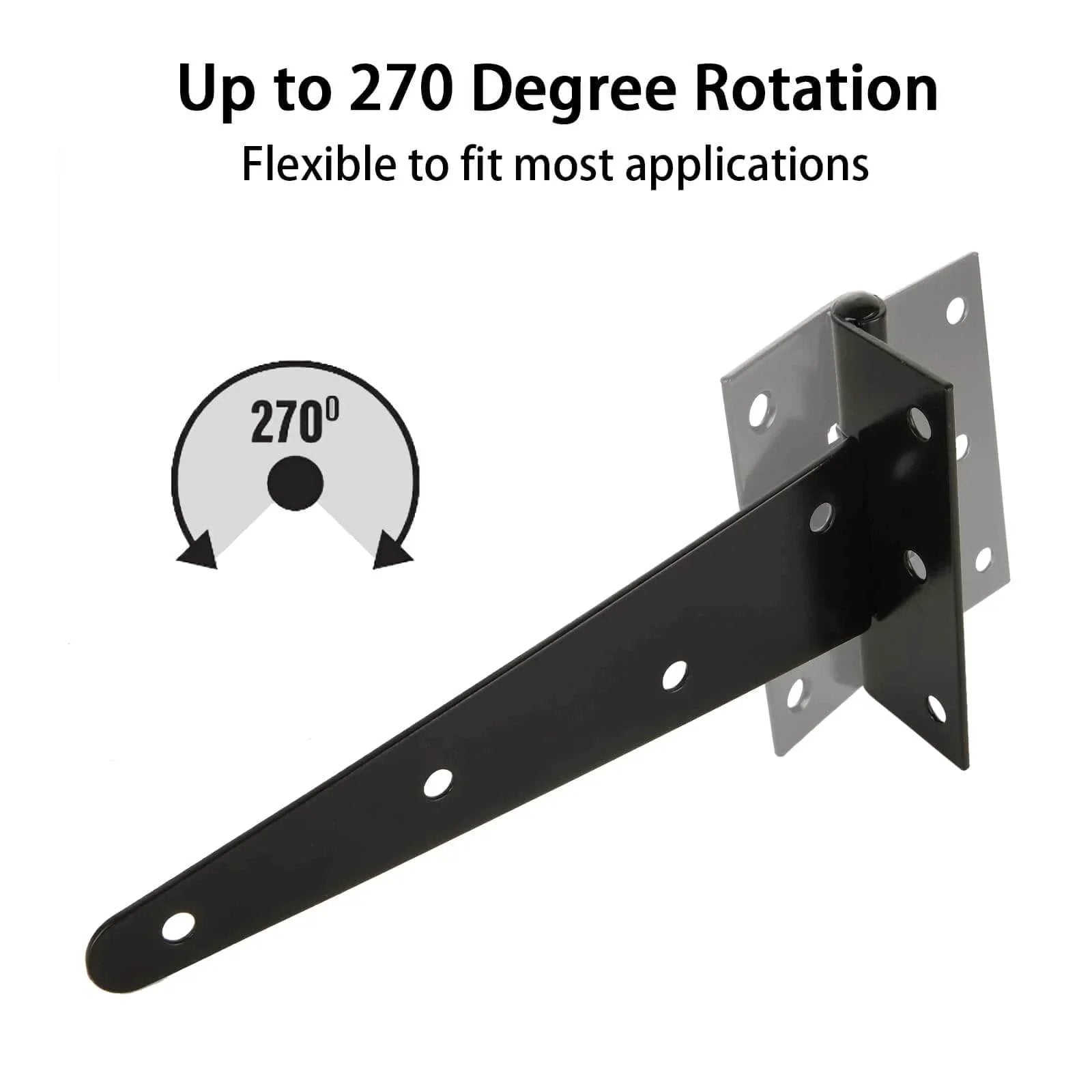 6 Pack 8 Inch T Strap Hinges Heavy Duty Shed Door Hinges Gate Strap Black Tee Hinge For Wooden Fences Yard Barn Doors Gates