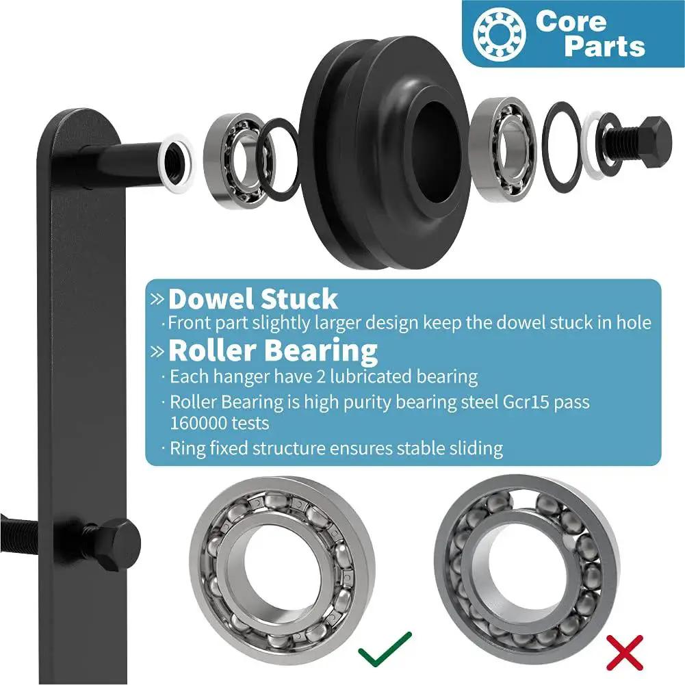 Core parts of Heavy Duty Sliding Barn Door Roller Hanger With Anti Jumper Stopper Floor Guide and Accessories