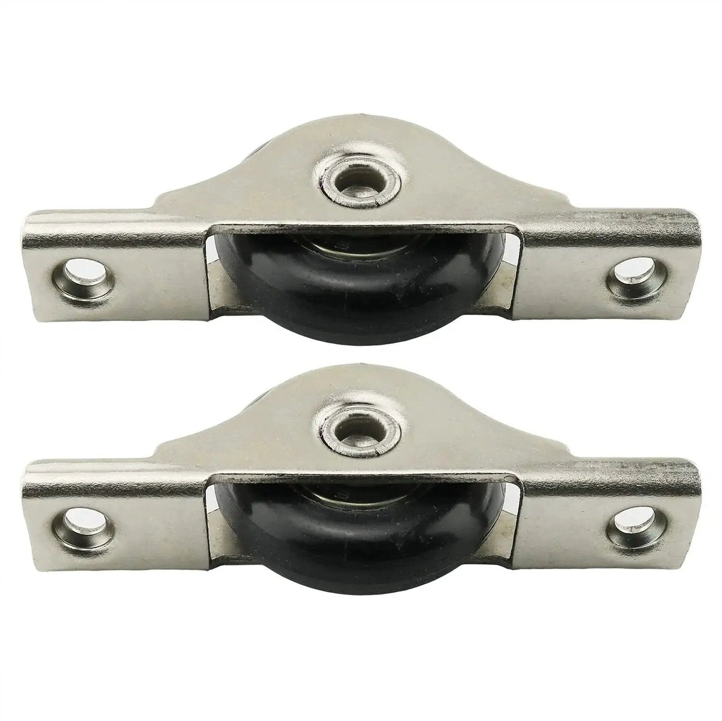 2 Pcs Nylon Wheel Sliding Door Roller 29mm Diameter With Stainless Steel Shell And Screws in black, shown in front view.