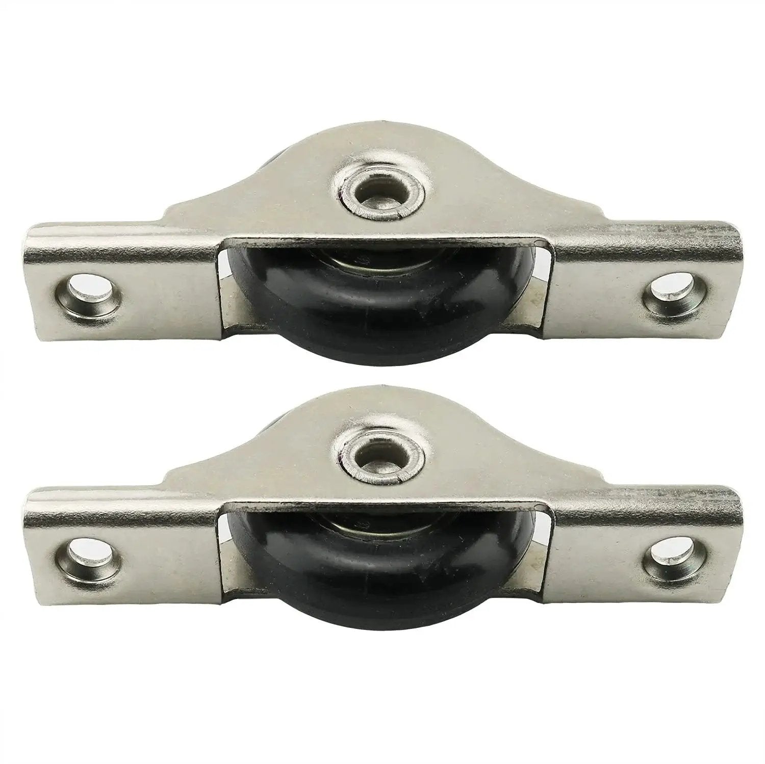 2 Pcs Nylon Wheel Sliding Door Roller 29mm Diameter With Stainless Steel Shell And Screws in black, shown in front view.