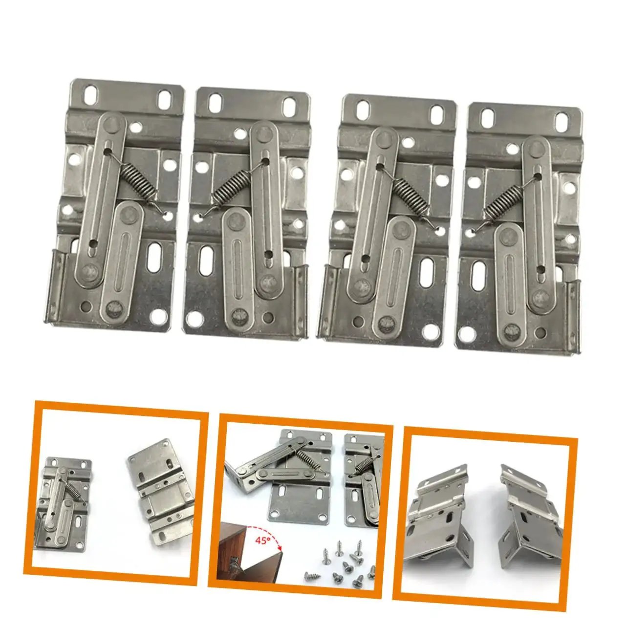 4 Pack Hidden Spring Hinges For Cabinets With Drop Leaf Support Easy To Install And High Load Bearing Capacity Ideal Corner