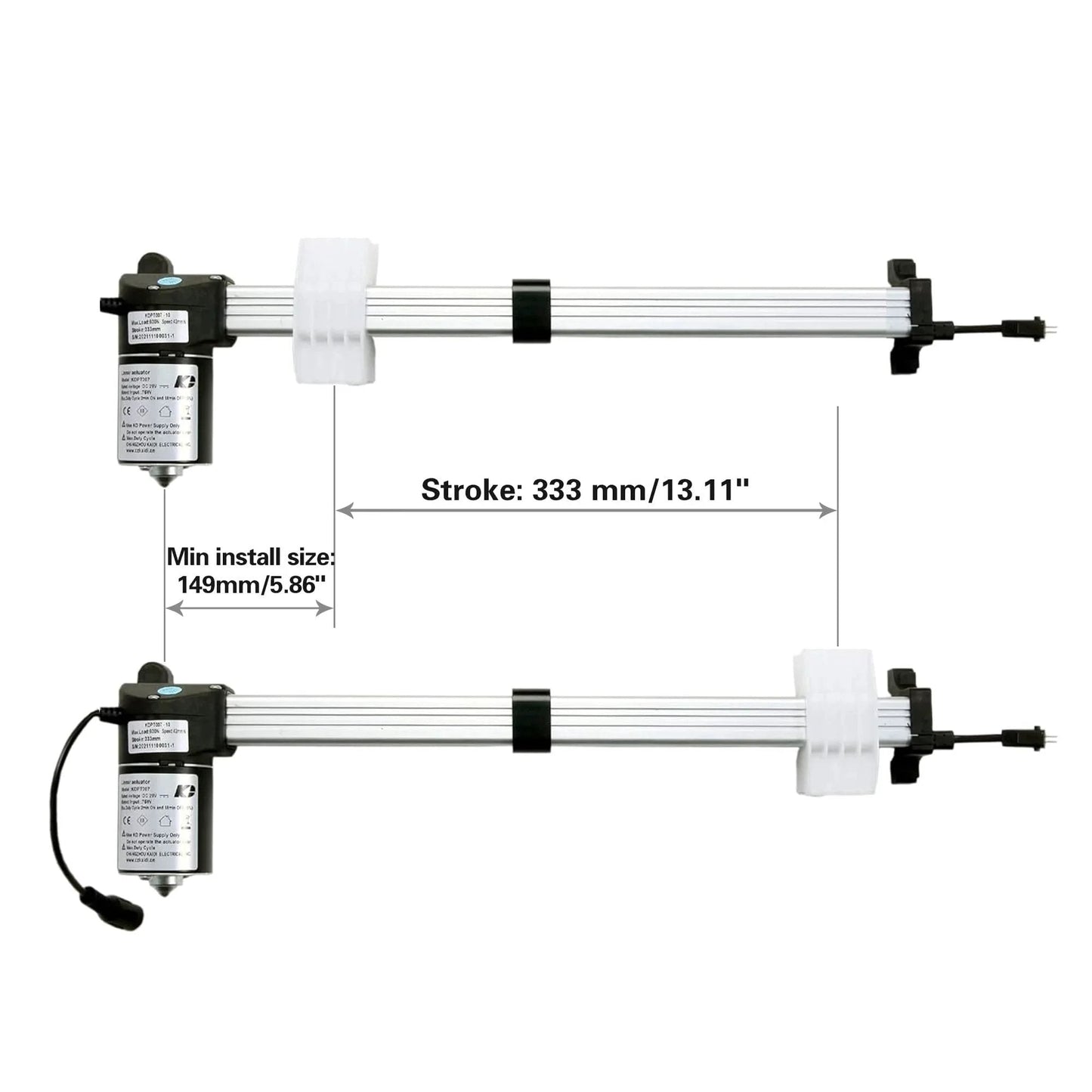 Power Recliner Lift Chair Actuator KDPT007-10 Replacement For KDPT005-2 with Kaidi Brand Motor, 333mm stroke view