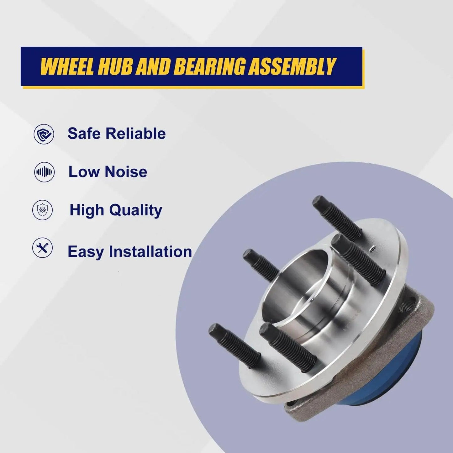 Front/Rear Sealed Wheel Hub and Bearing Assembly 513121, 2pc Set for Cadillac and Chevrolet, 5-lug with ABS features
