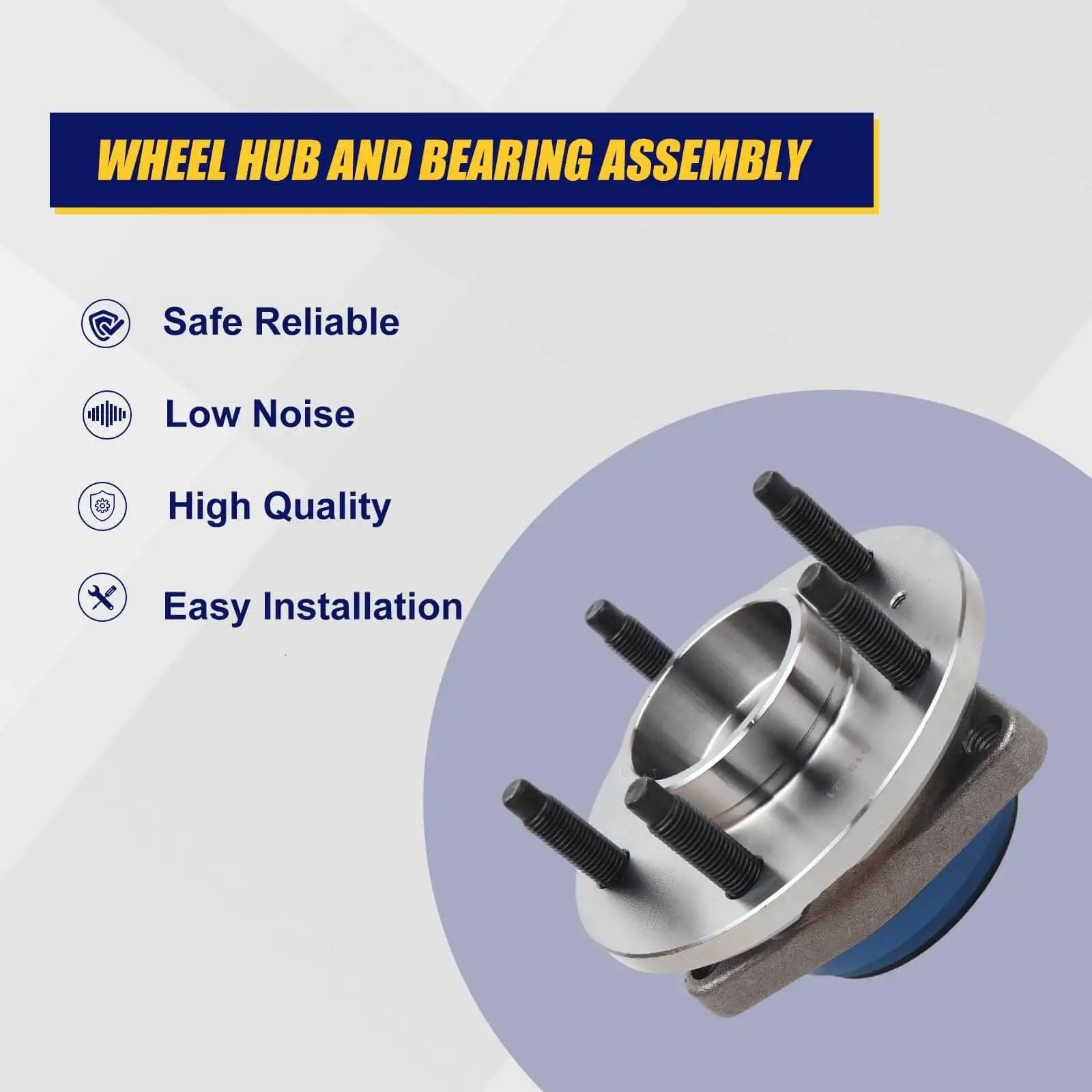 Front/Rear Sealed Wheel Hub and Bearing Assembly 513121, 2pc Set for Cadillac and Chevrolet, 5-lug with ABS features